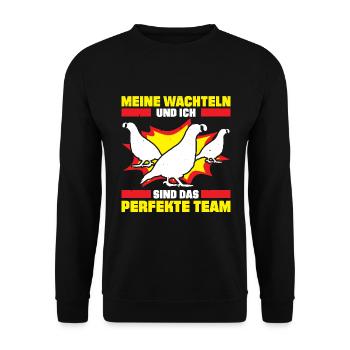 Meine Wachteln Und Ich Sind Das Perfekte Team - Unisex Pullover - Schwarz - Vorne - Alina (178cm) & Michal (187cm)
