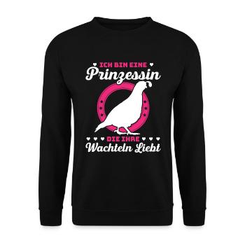 Ich Bin Eine Prinzessin Die Ihre Wachteln Liebt - Unisex Pullover - Schwarz - Vorne - Alina (178cm) & Michal (187cm)
