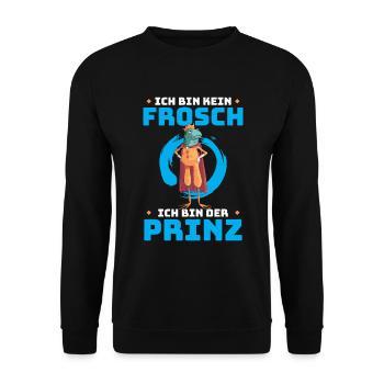 Ich Bin Kein Frosch Ich Bin Der Prinz - Unisex Pullover - Schwarz - Vorne - Alina (178cm) & Michal (187cm)