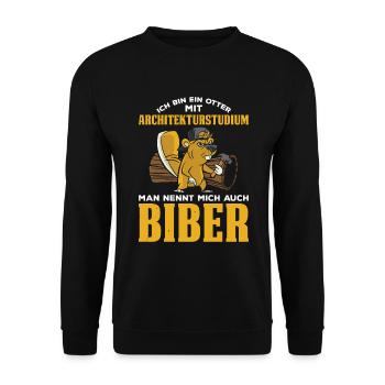 Ich Bin Ein Otter Mit Architekturstudium - Man Nen - Unisex Pullover - Schwarz - Vorne - Alina (178cm) & Michal (187cm)