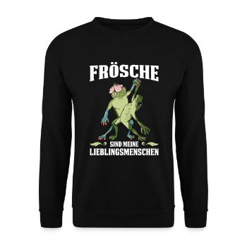 Frösche Sind Meine Lieblingsmenschen - Unisex Pullover - Schwarz - Vorne - Alina (178cm) & Michal (187cm)