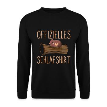 Offizielles Schlafshirt Biber Geschenk - Unisex Pullover - Schwarz - Vorne - Alina (178cm) & Michal (187cm)