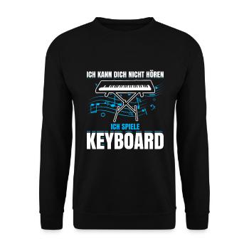 Ich Kann Dich Nicht Hören Ich Spiele Keyboard - Unisex Pullover - Schwarz - Vorne - Alina (178cm) & Michal (187cm)