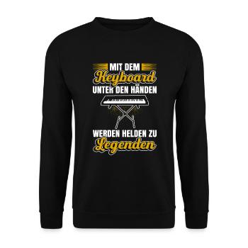 Mit Dem Keyboard Unter Den Händen Werden Helden Zu - Unisex Pullover - Schwarz - Vorne - Alina (178cm) & Michal (187cm)