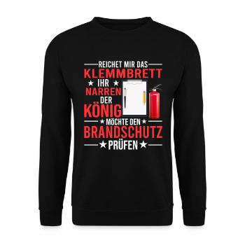 Reichet das Klemmbrett Brandschutzbeauftragter - Unisex Pullover - Schwarz - Vorne - Alina (178cm) & Michal (187cm)