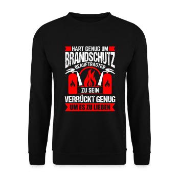 Hart genug um Brandschutzbeauftragter zu sein - Unisex Pullover - Schwarz - Vorne - Alina (178cm) & Michal (187cm)