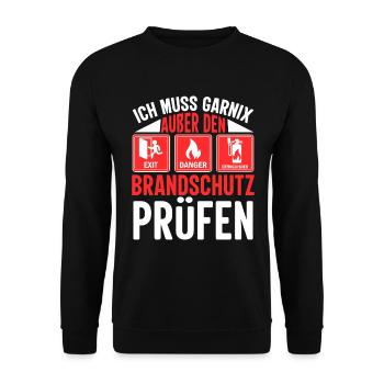 Brandschutzbeauftragter ich muss garnix - Unisex Pullover - Schwarz - Vorne - Alina (178cm) & Michal (187cm)