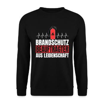 Brandschutzbeauftragter Leidenschaft Herzschlag - Unisex Pullover - Schwarz - Vorne - Alina (178cm) & Michal (187cm)