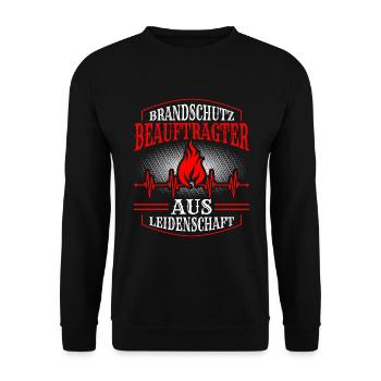 Brandschutzbeauftragter Leidenschaft Herzschlag - Unisex Pullover - Schwarz - Vorne - Alina (178cm) & Michal (187cm)