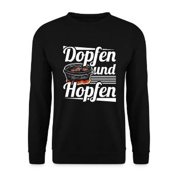 Dutch Oven Dopfen und Hopfen Outdoor - Unisex Pullover - Schwarz - Vorne - Alina (178cm) & Michal (187cm)