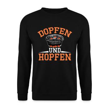 Dutch Oven Dopfen und Hopfen Outdoor - Unisex Pullover - Schwarz - Vorne - Alina (178cm) & Michal (187cm)