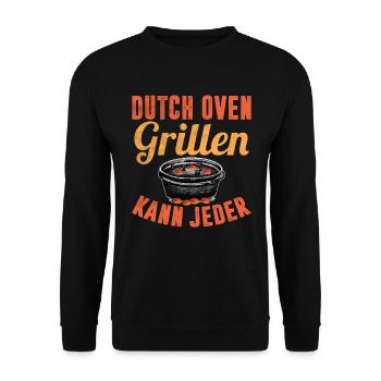 Dutch Oven grillen kann jeder Dopfen - Unisex Pullover - Schwarz - Vorne - Alina (178cm) & Michal (187cm)