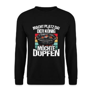 Macht platz da Dutch Oven Dopfen - Unisex Pullover - Schwarz - Vorne - Alina (178cm) & Michal (187cm)