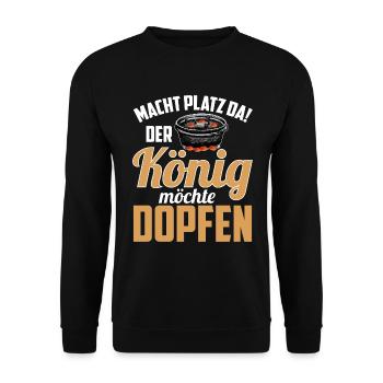Macht platz da Dutch Oven Dopfen - Unisex Pullover - Schwarz - Vorne - Alina (178cm) & Michal (187cm)