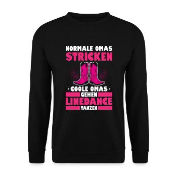 Normale Omas Stricken Coole Omas Gehen Linedance T - Unisex Pullover - Schwarz - Vorne - Alina (178cm) & Michal (187cm)