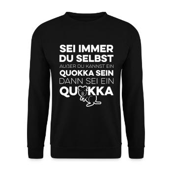 Sei Immer Du Selbst Außer Du Kannst Ein Quokka Sei - Unisex Pullover - Schwarz - Vorne - Alina (178cm) & Michal (187cm)