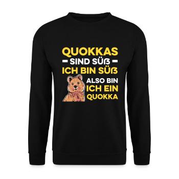 Quokkas Sind Süß Ich Bin Süß Also Bin Ich Ein Quok - Unisex Pullover - Schwarz - Vorne - Alina (178cm) & Michal (187cm)