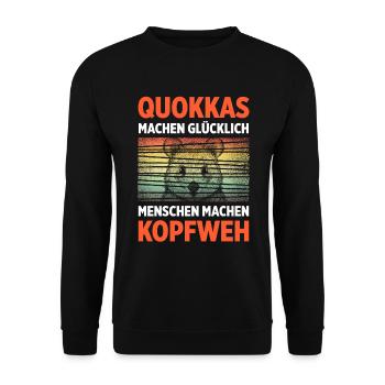 Quokkas Machen Glücklich Menschen Machen Kopfweh - Unisex Pullover - Schwarz - Vorne - Alina (178cm) & Michal (187cm)
