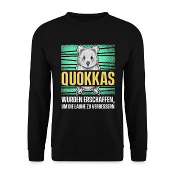 Quokkas Wurden Erschaffen, Um Die Laune Zu Verbess - Unisex Pullover - Schwarz - Vorne - Alina (178cm) & Michal (187cm)