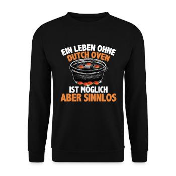 Ein Leben ohne Dutch Oven Dopfen Outdoor - Unisex Pullover - Schwarz - Vorne - Alina (178cm) & Michal (187cm)