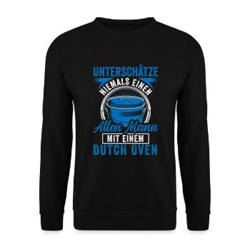 Unterschätze niemals Dutch Oven Dopfen - Unisex Pullover - Schwarz - Vorne - Alina (178cm) & Michal (187cm)