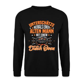 Unterschätze niemals Dutch Oven Dopfen - Unisex Pullover - Schwarz - Vorne - Alina (178cm) & Michal (187cm)