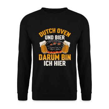 Dutch Oven und Bier Dopfen Outdoor - Unisex Pullover - Schwarz - Vorne - Alina (178cm) & Michal (187cm)
