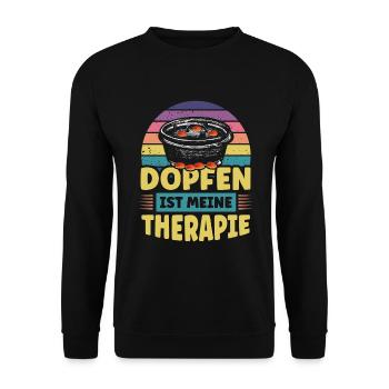 Dutch Oven Dopfen ist meine Therapie - Unisex Pullover - Schwarz - Vorne - Alina (178cm) & Michal (187cm)