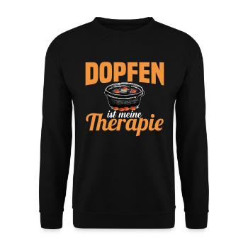 Dutch Oven Dopfen ist meine Therapie - Unisex Pullover - Schwarz - Vorne - Alina (178cm) & Michal (187cm)