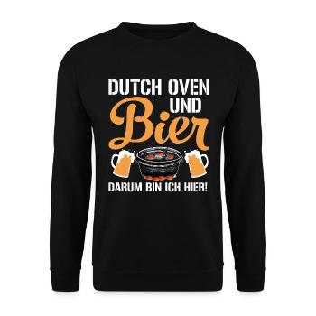 Dutch Oven und Bier Dopfen Outdoor - Unisex Pullover - Schwarz - Vorne - Alina (178cm) & Michal (187cm)