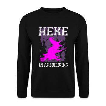 Hexe In Ausbildung Halloween Geschenk - Unisex Pullover - Schwarz - Vorne - Alina (178cm) & Michal (187cm)