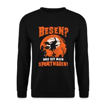 Besen Das Ist Mein Sportwagen Halloween Geschenk - Unisex Pullover - Schwarz - Vorne - Alina (178cm) & Michal (187cm)