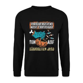Vorrübergehend Nicht Erreichbar Bin Auf Süßigkeite - Unisex Pullover - Schwarz - Vorne - Alina (178cm) & Michal (187cm)