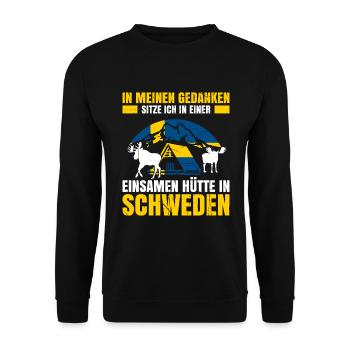 In Meinen Gedanken Sitze Ich In Einer Einsamen Hüt - Unisex Pullover - Schwarz - Vorne - Alina (178cm) & Michal (187cm)