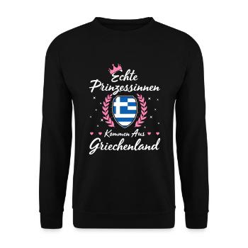 Echte Prinzessinnen Kommen Aus Griechenland - Unisex Pullover - Schwarz - Vorne - Alina (178cm) & Michal (187cm)