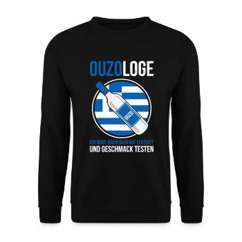 Ouzologe Ich Muss Jeden Ouzo Auf Echtheit Und Gesc - Unisex Pullover - Schwarz - Vorne - Alina (178cm) & Michal (187cm)