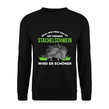Egal Wie Mein Tag Ist Mit Meinem Stachelschwein Wi - Unisex Pullover - Schwarz - Vorne - Alina (178cm) & Michal (187cm)