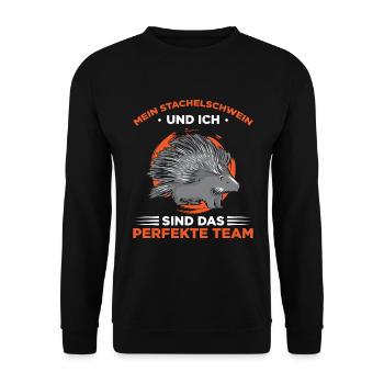 Mein Stachelschwein Und Ich Sind Das Perfekte Team - Unisex Pullover - Schwarz - Vorne - Alina (178cm) & Michal (187cm)