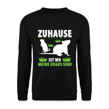 Zuhause Ist Wo Meine Degus Sind Geschenk - Unisex Pullover - Schwarz - Vorne - Alina (178cm) & Michal (187cm)