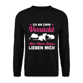 Ich Bin Zwar Verrückt Aber Meine Degus Lieben Mich - Unisex Pullover - Schwarz - Vorne - Alina (178cm) & Michal (187cm)