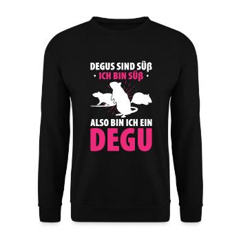 Degus Sind Süß Ich Bin Süß Also Bin Ich Ein Degu - Unisex Pullover - Schwarz - Vorne - Alina (178cm) & Michal (187cm)