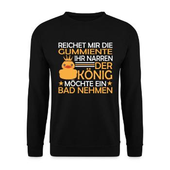 Reichet mir die Badeente Gummiente - Unisex Pullover - Schwarz - Vorne - Alina (178cm) & Michal (187cm)