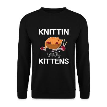 Stricken mit meinen Kätzchen - Unisex Pullover - Schwarz - Vorne - Alina (178cm) & Michal (187cm)