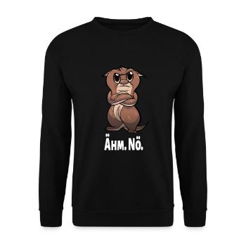 Otter Ähm Nö Ohnoo Lustiges Spruch - Unisex Pullover - Schwarz - Vorne - Alina (178cm) & Michal (187cm)