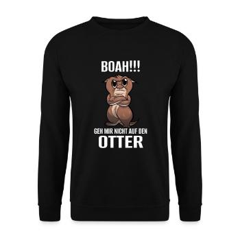 Otter Boah Lustiges Spruch - Unisex Pullover - Schwarz - Vorne - Alina (178cm) & Michal (187cm)