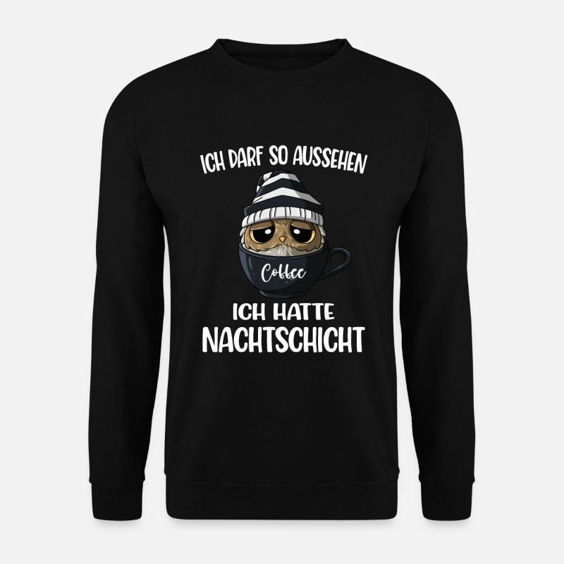Eule Kaffee Sprüche Ich Darf So Aussehen - Unisex Pullover - Schwarz
