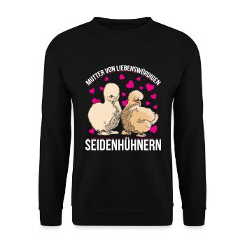 Mutter Von Liebenswürdigen Seidenhühnern - Unisex Pullover - Schwarz - Vorne - Alina (178cm) & Michal (187cm)