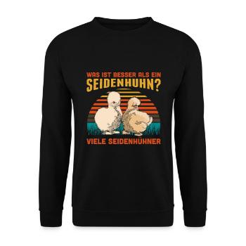 Was Ist Besser Als Ein Seidenhuhn Seidenhühner - Unisex Pullover - Schwarz - Vorne - Alina (178cm) & Michal (187cm)