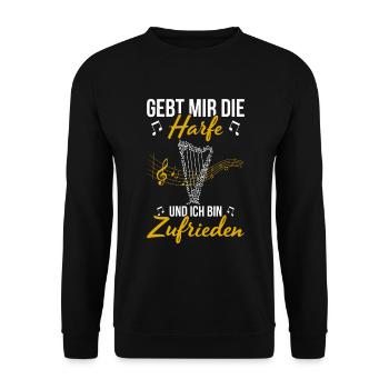 Gebt Mir Die Harfe Und Ich Bin Zufrieden - Unisex Pullover - Schwarz - Vorne - Alina (178cm) & Michal (187cm)