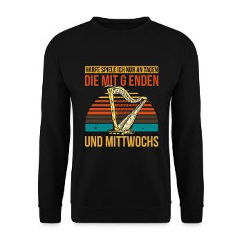 Harfe Spiele Ich Nur An Tage Die Mit G Enden Und M - Unisex Pullover - Schwarz - Vorne - Alina (178cm) & Michal (187cm)
